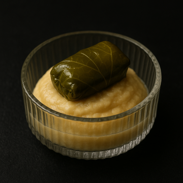 Мариновани лозови листа с ориз, боровинки и кедрови ядки